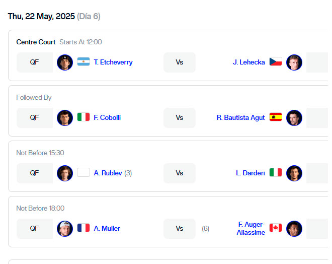 atp hamburgo horarios jueves 25 2025