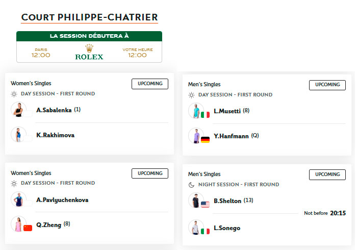 court philippe chatrier domingo 25 mayo 2025