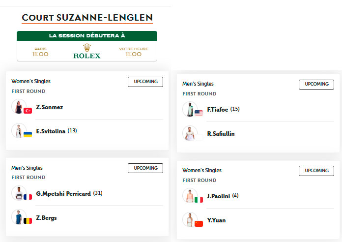 court suzanne lenglen domingo 25 mayo 2025